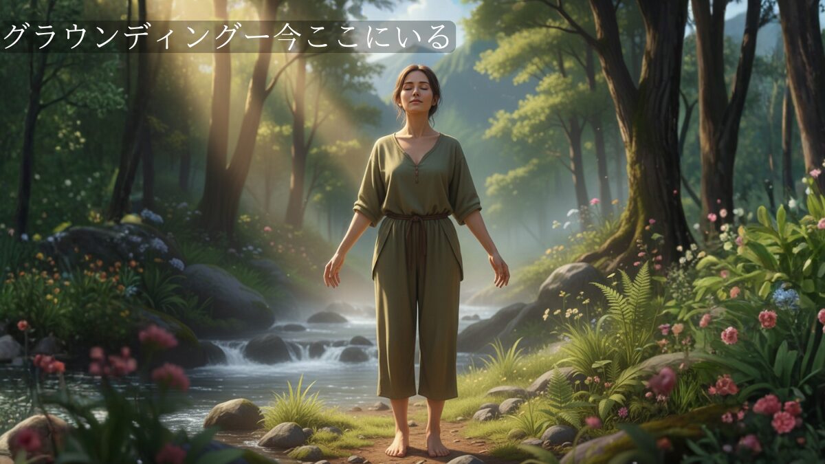 グラウンディングする女性