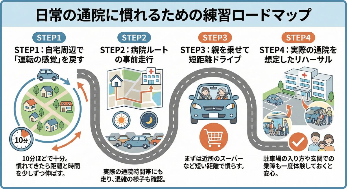 日常の通院に慣れるための練習ロードマップ