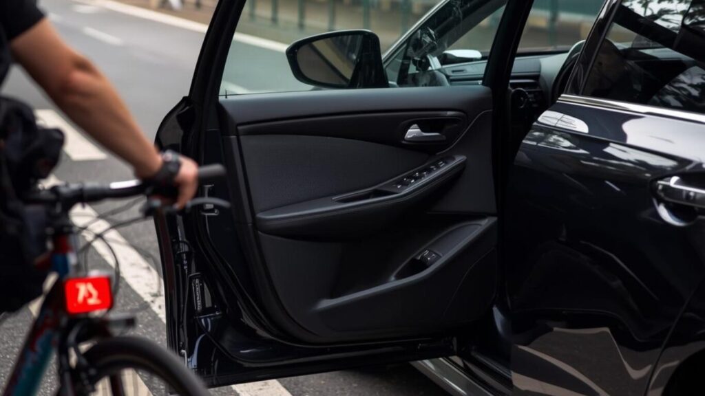 助手席側のドアと自転車が衝突している画像