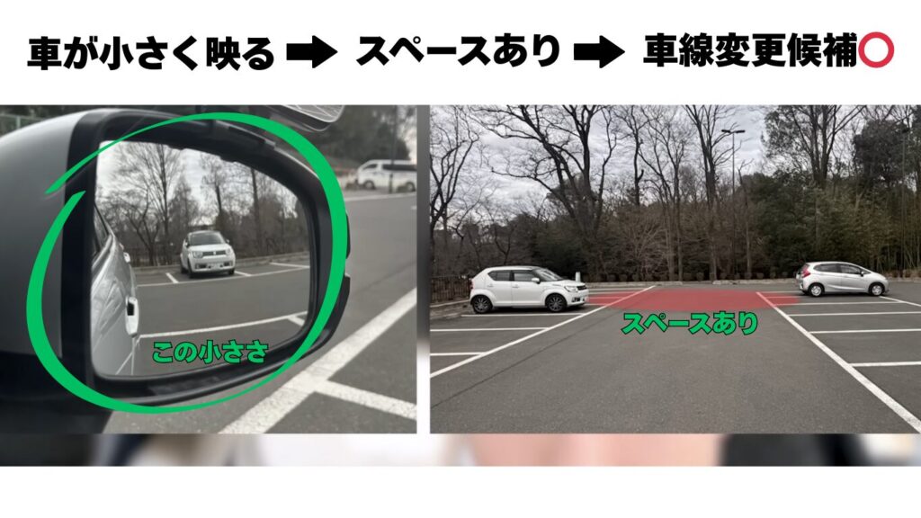 ミラーの正しい見方(後続車と距離がある場合)