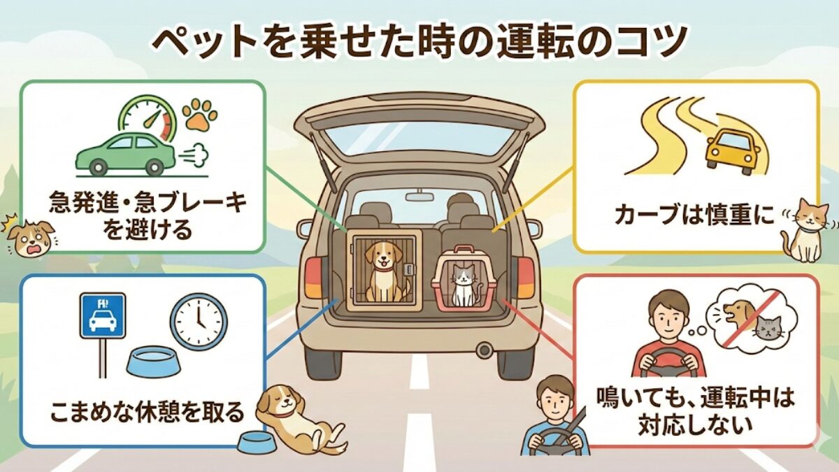 ペットを乗せた時の運転のコツ