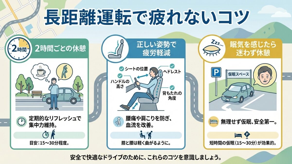 長距離運転で疲れないコツ