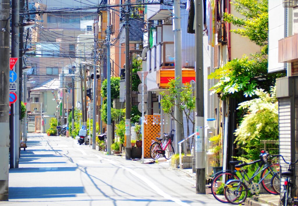 道幅が狭い住宅地エリア 住吉・本山・岡本周辺のイメージ